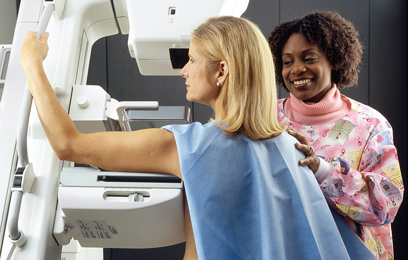 Woman having a mammorgram
