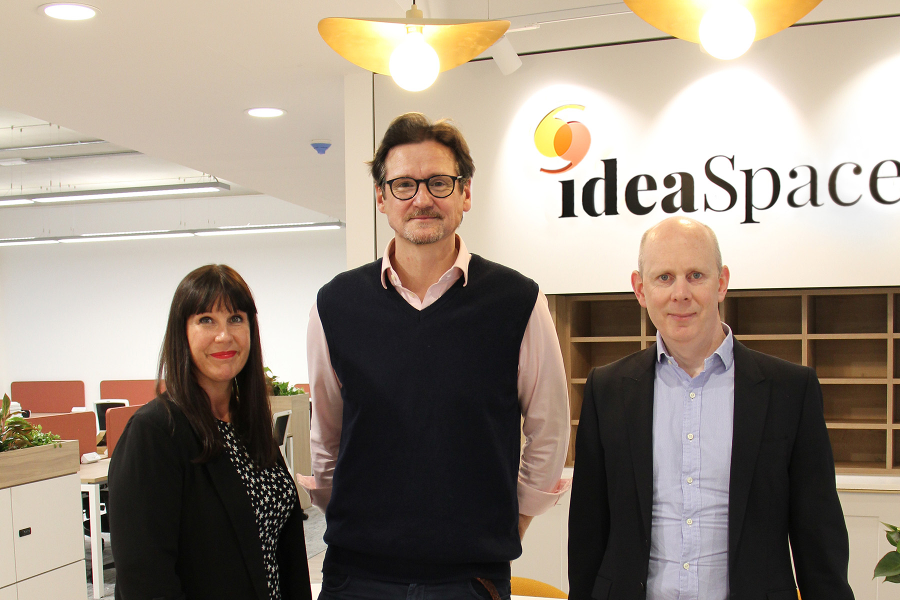 Leaders of this initiative welcoming everyone at the entrance to ideaSpace West. From left to right, Caroline Hyde, Head of Ecosystem Initiatives and Partnerships, Ben Hartley, Head of ideaSpace & Dr Diarmuid O’Brien, Chief Executive.